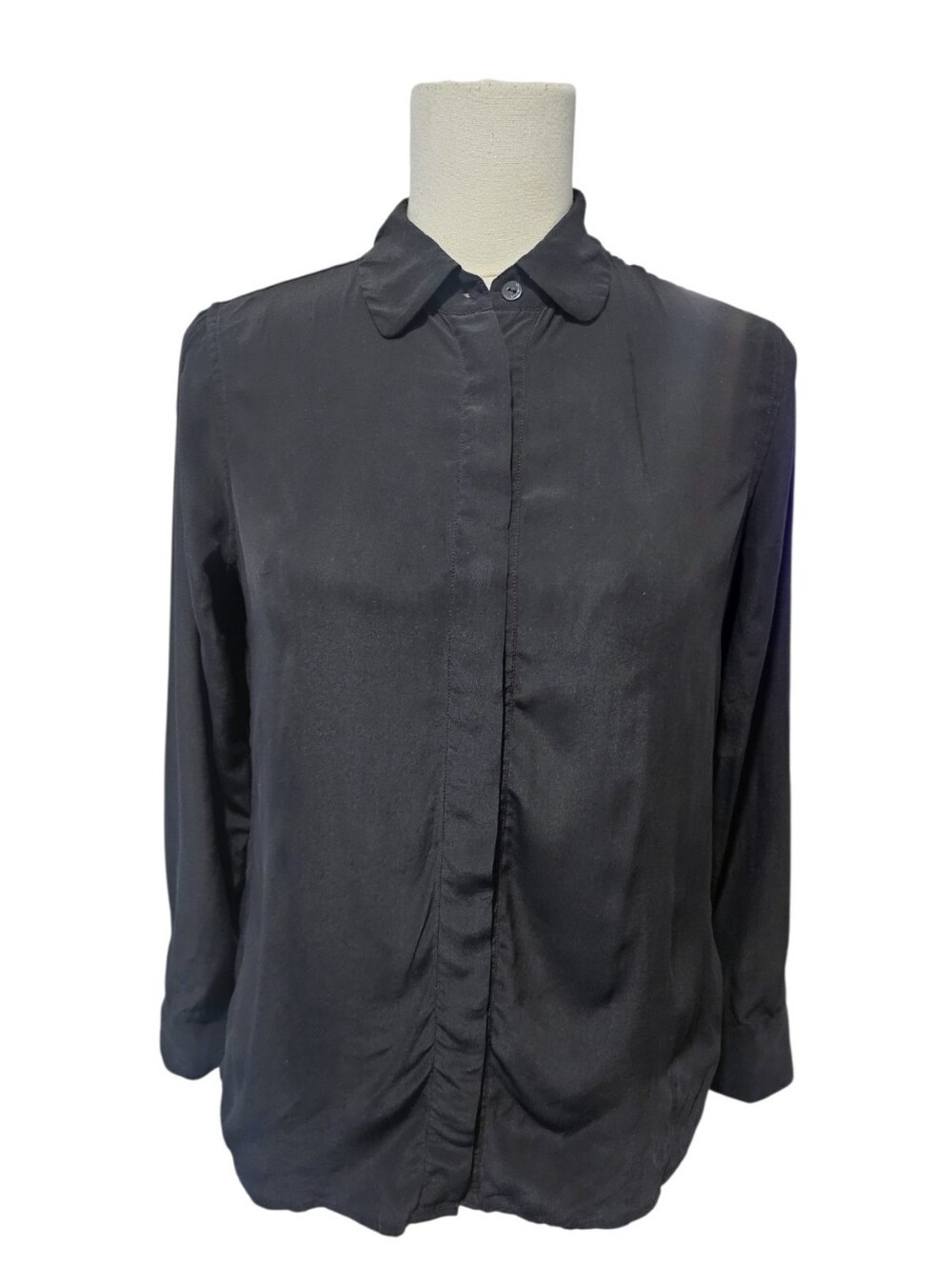 Everlane Black 100% Silk Button-Down Long Sleeve Shirt XS